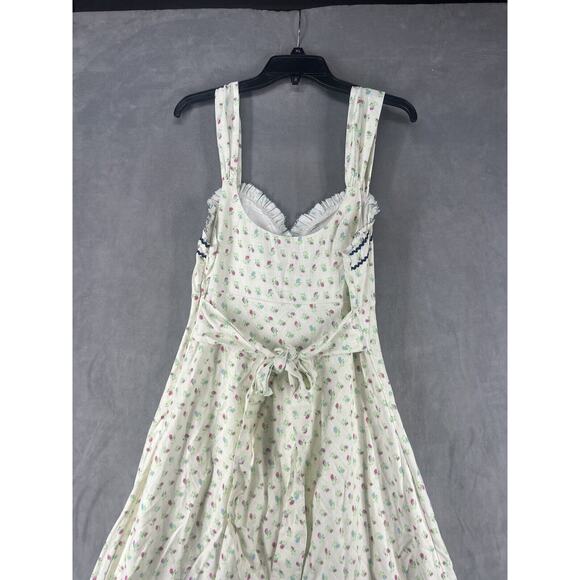 Free People Sweet Hearts Midi Dress In Ivory Combo Size Medium - Picture 7 of 12
